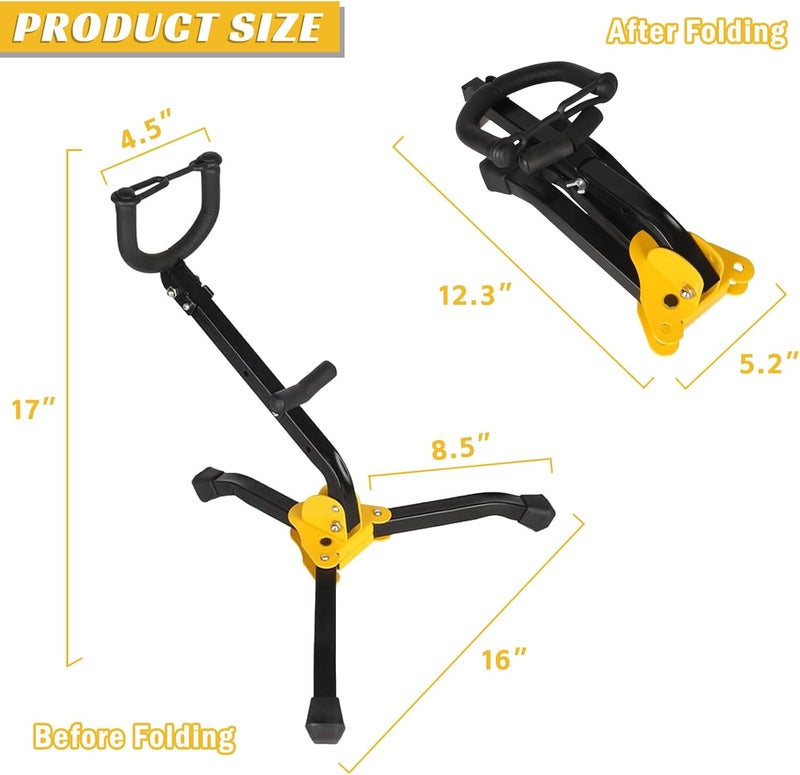 GOGHOST Saxophone Stand, Portable Folding Metal Alto/Tenor Sax Stand - Adjustable Triangle Base Holder Display Rack, Musical Instrument Accessories - Image 2